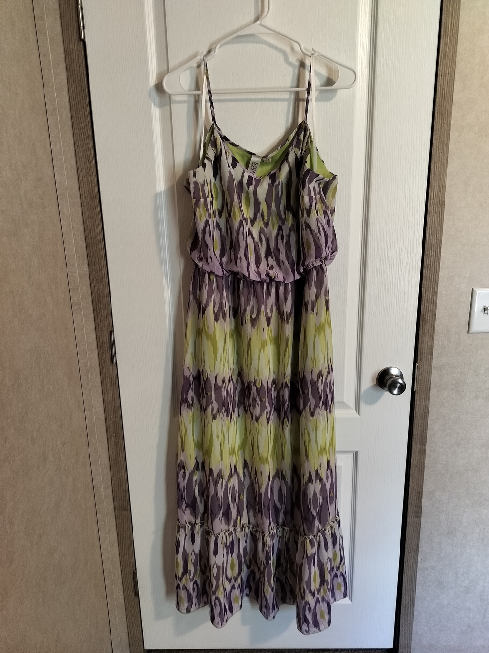 Soho Apparel Purple and Lime Patterned Maxi Dress - Size 16